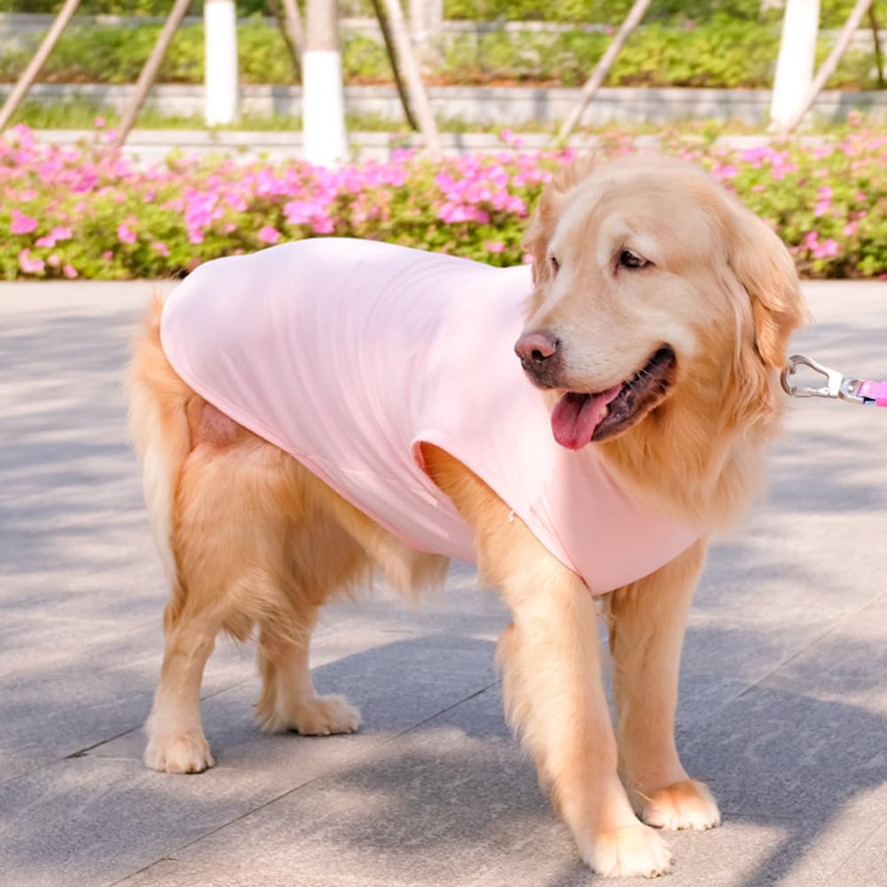 Aniac Pink Xl Dog Shirt For Girl Boy Solid Cotton Dog T-Shirt Summer Basic Tank Top Breathbal Sleeveless Doggy Vest Cooling Pet