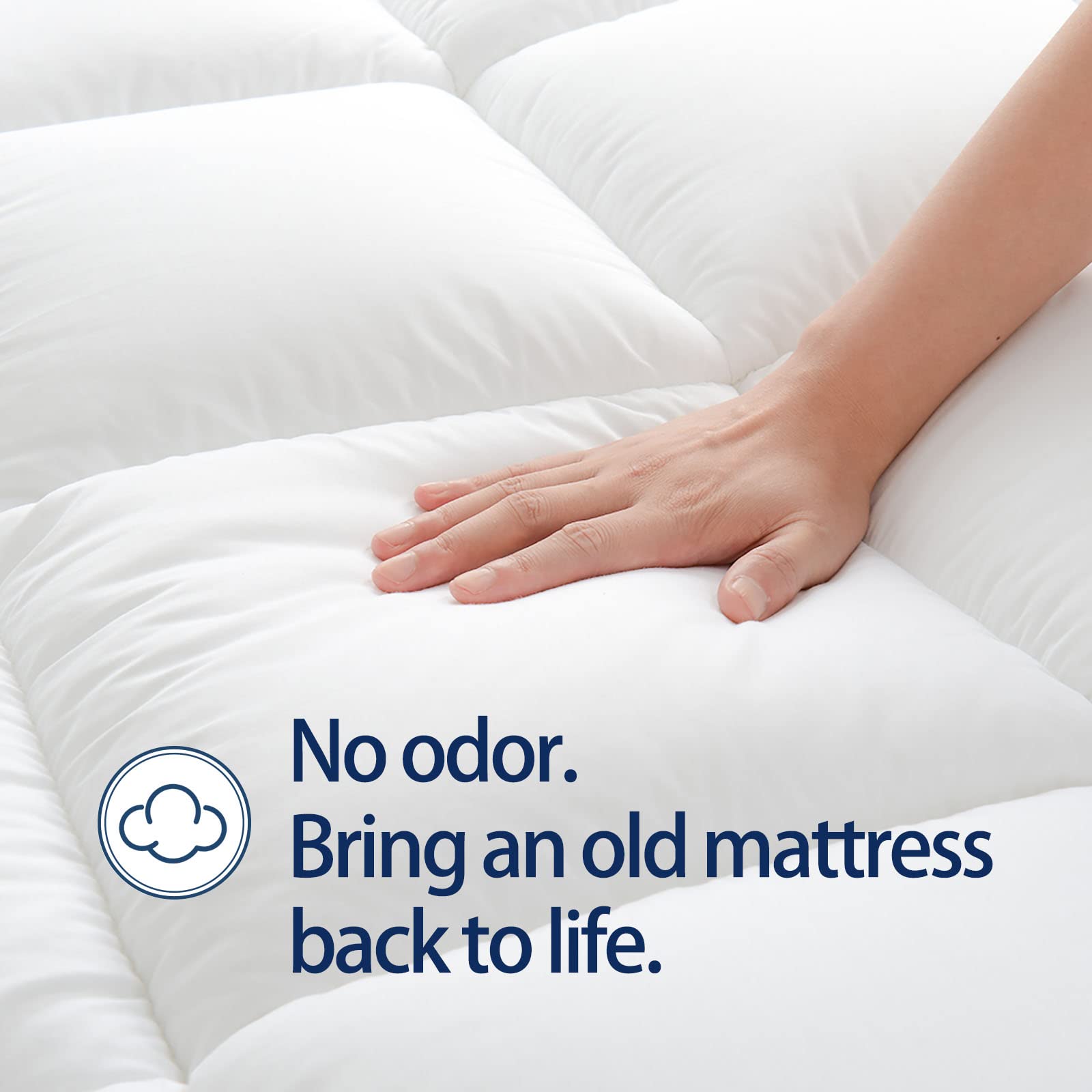 Cooling Mattress Topper Queen For Back Pain, Extra Thick Mattress Pad Cover, Plush Pillow Top Overfilled With Down Alternative,