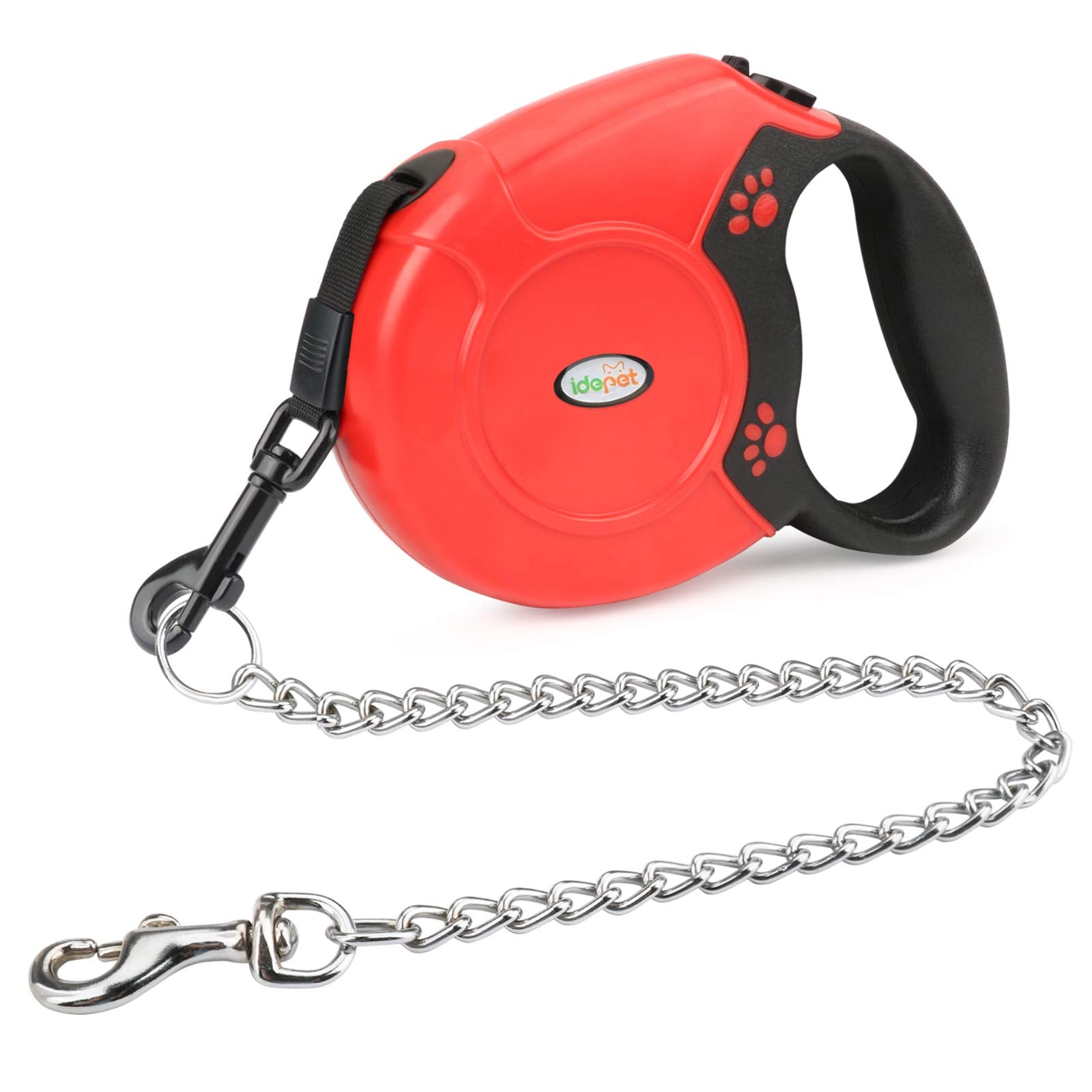 Idepet Heavy Duty Retractable Dog Leash For Small And Medium Dogs, Anti-Chewing Steel Chain 360 Degree Tangle-Free,Break And Loc
