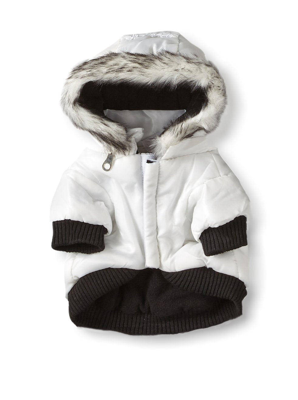 Pet Life Dpf00203 Metallic Ski Parka Dog Coats With Removable Hood, Small, White