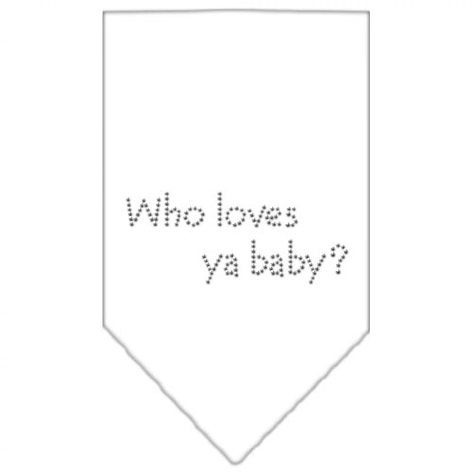 Mirage Pet Products Who Loves Ya Baby Rhinestone Bandana, Large, White