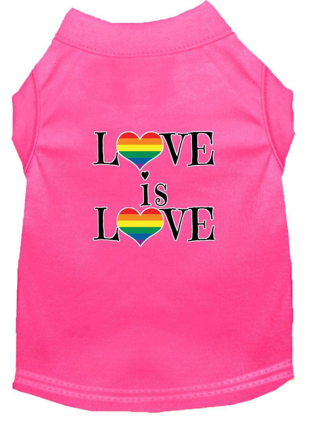 Pet Dog & Cat Shirt Screen Printed, "Love Is Love" Bright Pink 2XL (20-25 lbs.)