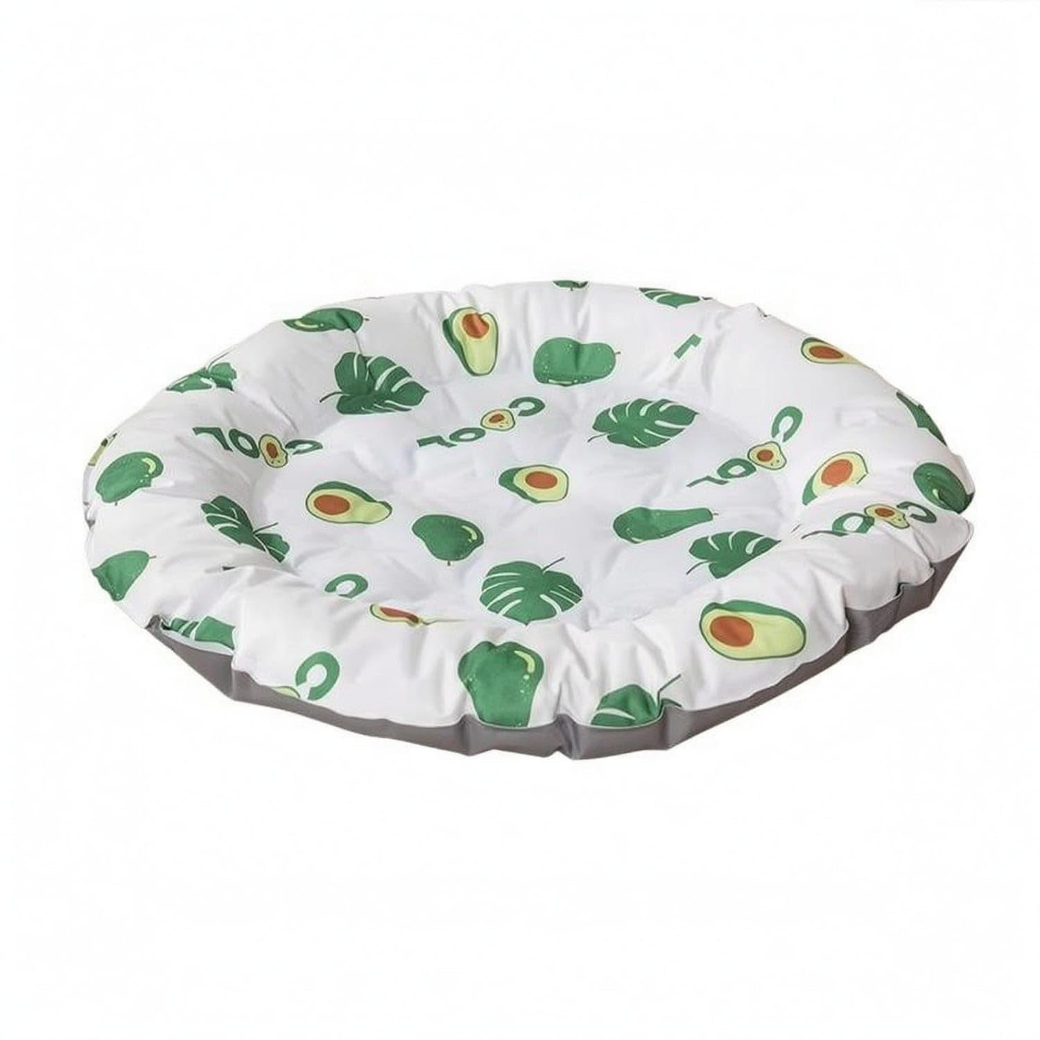 Padded Pet Cooling Mat Round Summer Pet Bed Mat Textile Cover Printed Patterns for Warm Weather, Green, L