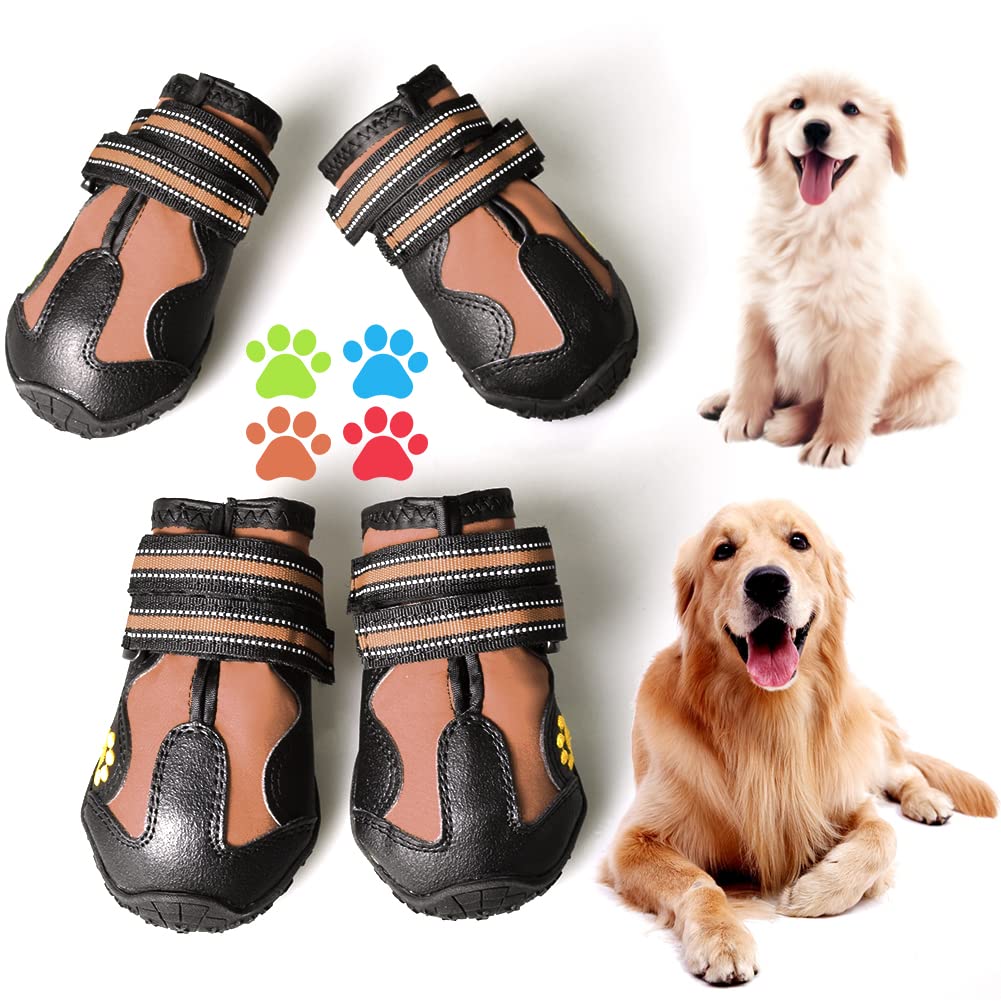Covertsafe& Dog Boots For Dogs Non-Slip, Waterproof Dog Booties For Outdoor, Dog Shoes For Medium To Large Dogs 4Pcs With Rugged Sole Black-Brown, Size 2: (2.4 Inches X1.7 Inches )(L*W) For 14-27 Lbs