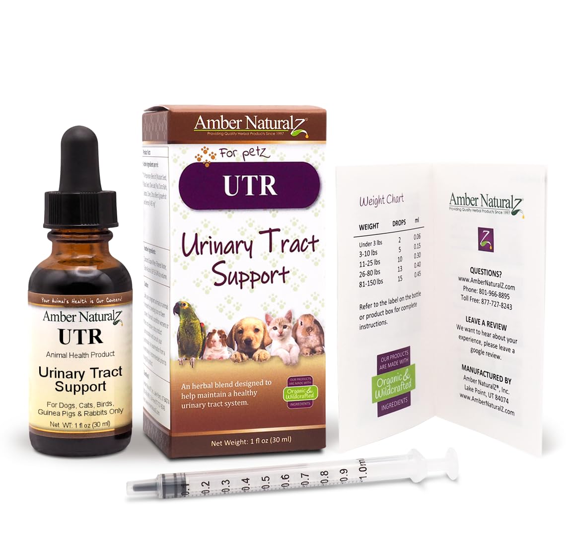 AMBER NATURALZ UTR Urinary Tract Herbal Supplement for Dogs, Cats, Birds, Guinea Pigs, and Rabbits | Pet Herbal Supplement for B