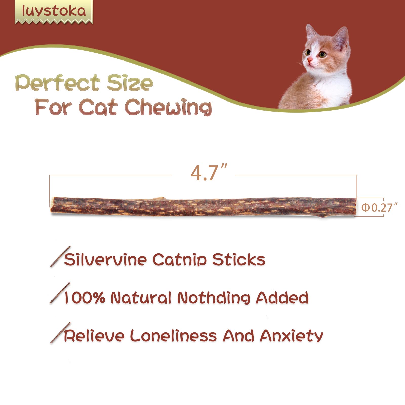 Silvervine Sticks For Cats, 30Pcs Kitten Toys Catnip Toys Matatabi Silvervine Sticks Kitty Chew Toys Wooden Stick Kitten Teethin