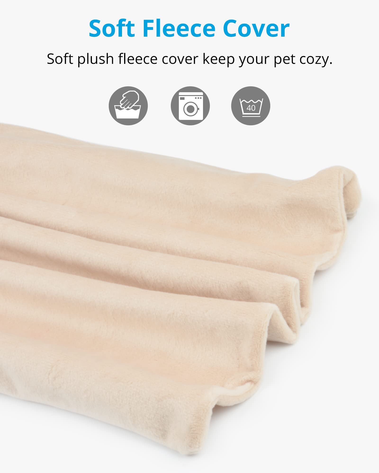 Nicrew Pet Heating Pad For Dogs And Cats, Heated Cat Bed With Steel-Wrapped Cord And Soft Fleece Cover, 17.7 X 15.7 In, 30 Watts