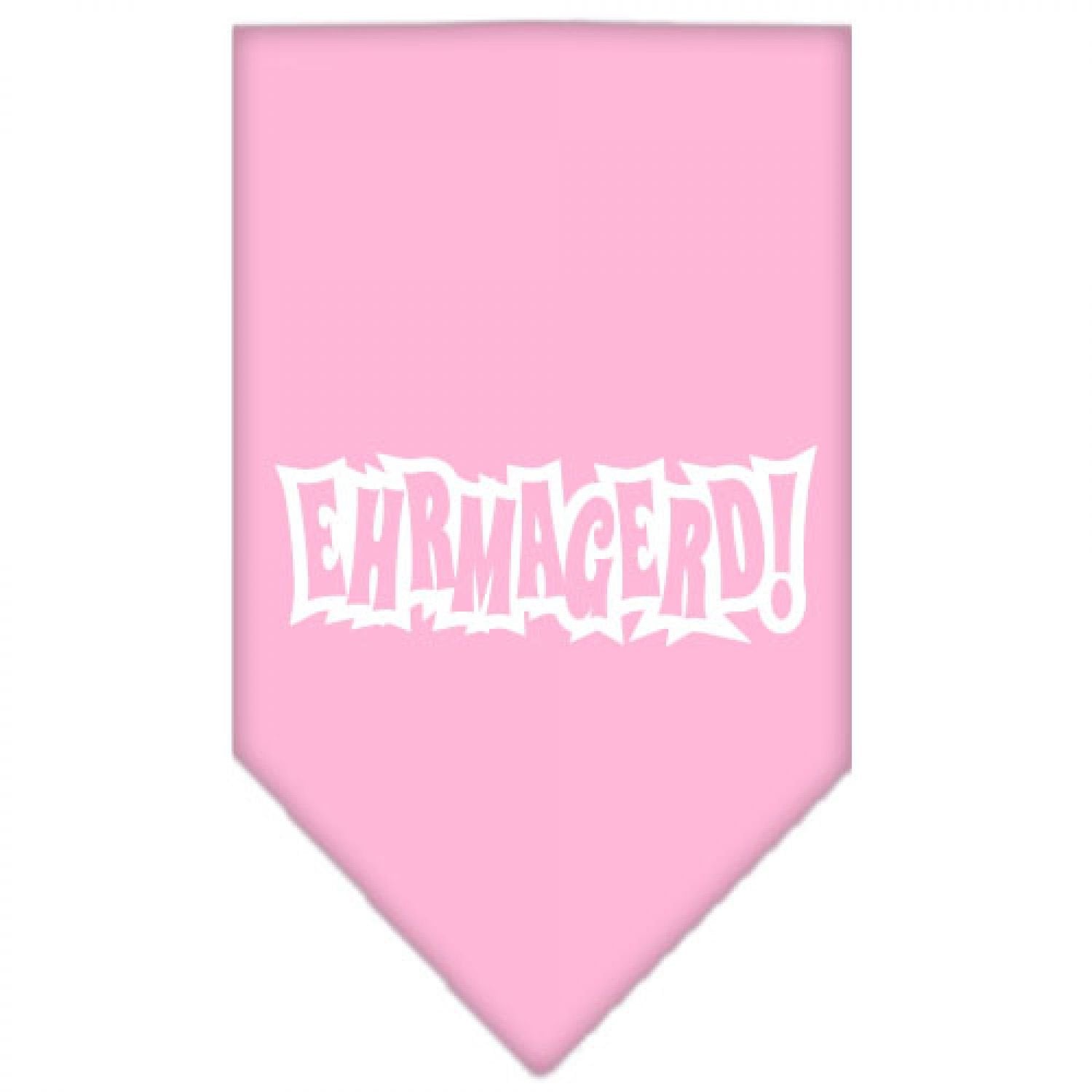 Pet and Dog Bandana Screen Printed, "Ehrmagerd!" Light Pink Large