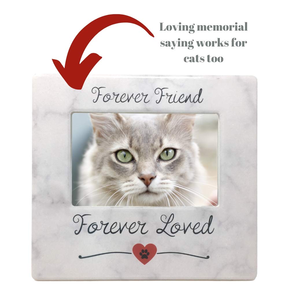 Pet Memorial Personalized Frame - Forever Friend Forever Loved Paw Print And Heart Design - Custom Picture Frame - Easel Back -