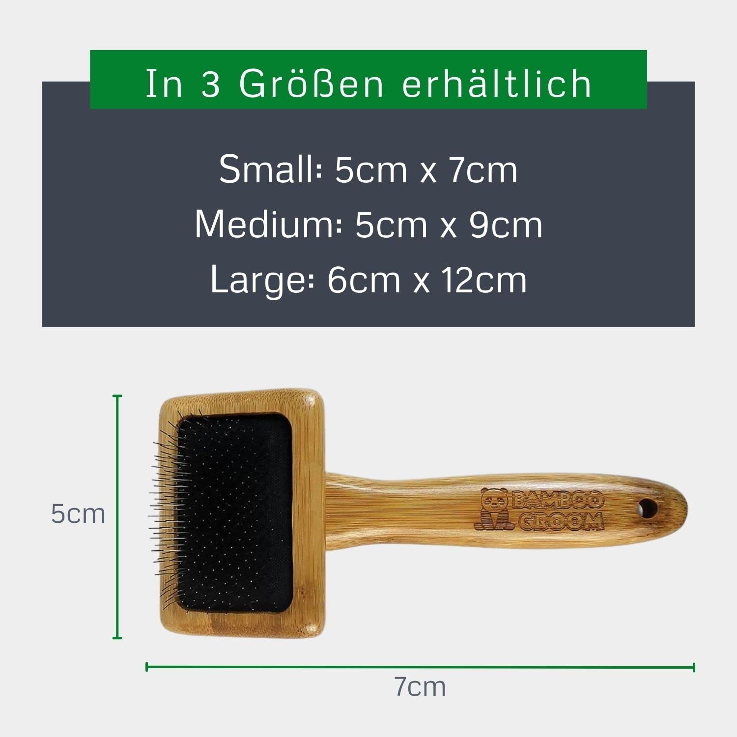 Alcott Bamboo Groom Slicker Brush With Stainless Steel Pins For Pets, Small,Black