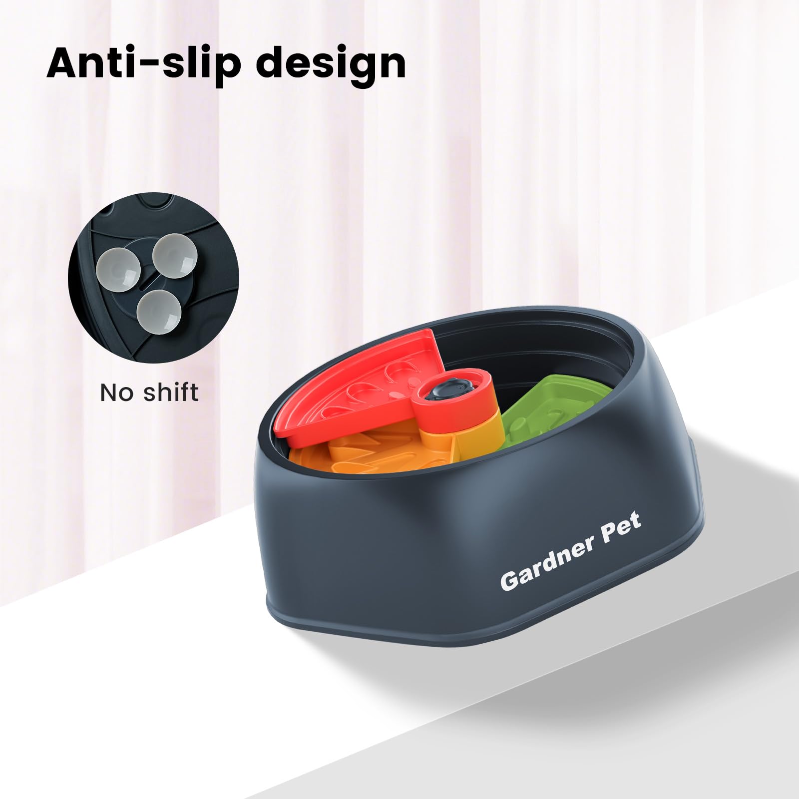 Gardner Pet Dog Slow Feeder Dog Bowl, Dogs Puzzle Enrichment Toy Rotating Plate, 8.45 M Size with Suction Base for All Breed S
