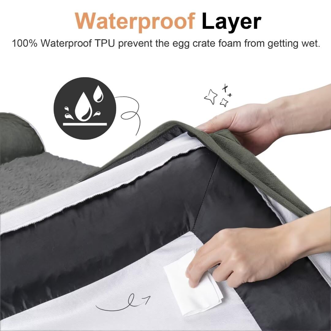 Large Dog Bed Orthopedic Washable: Beds Bolster Xl Bed Big Xlarge Dogs Memory Foam Couch Sofa Waterproof With Removable Cover - Dark Green