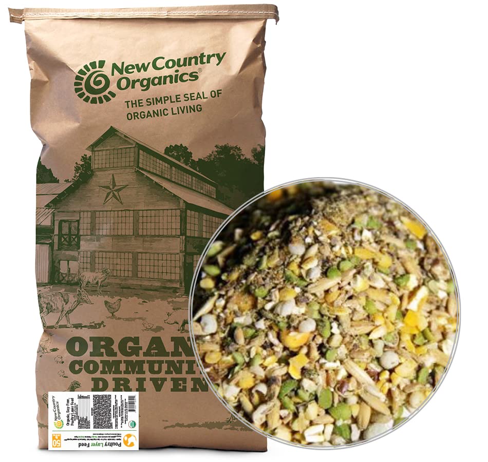 New Country Organics | Classic Grind Layer Chicken Feed for Laying Hens | Ground Grain | Soy-Free | 17% Protein | Certified Orga