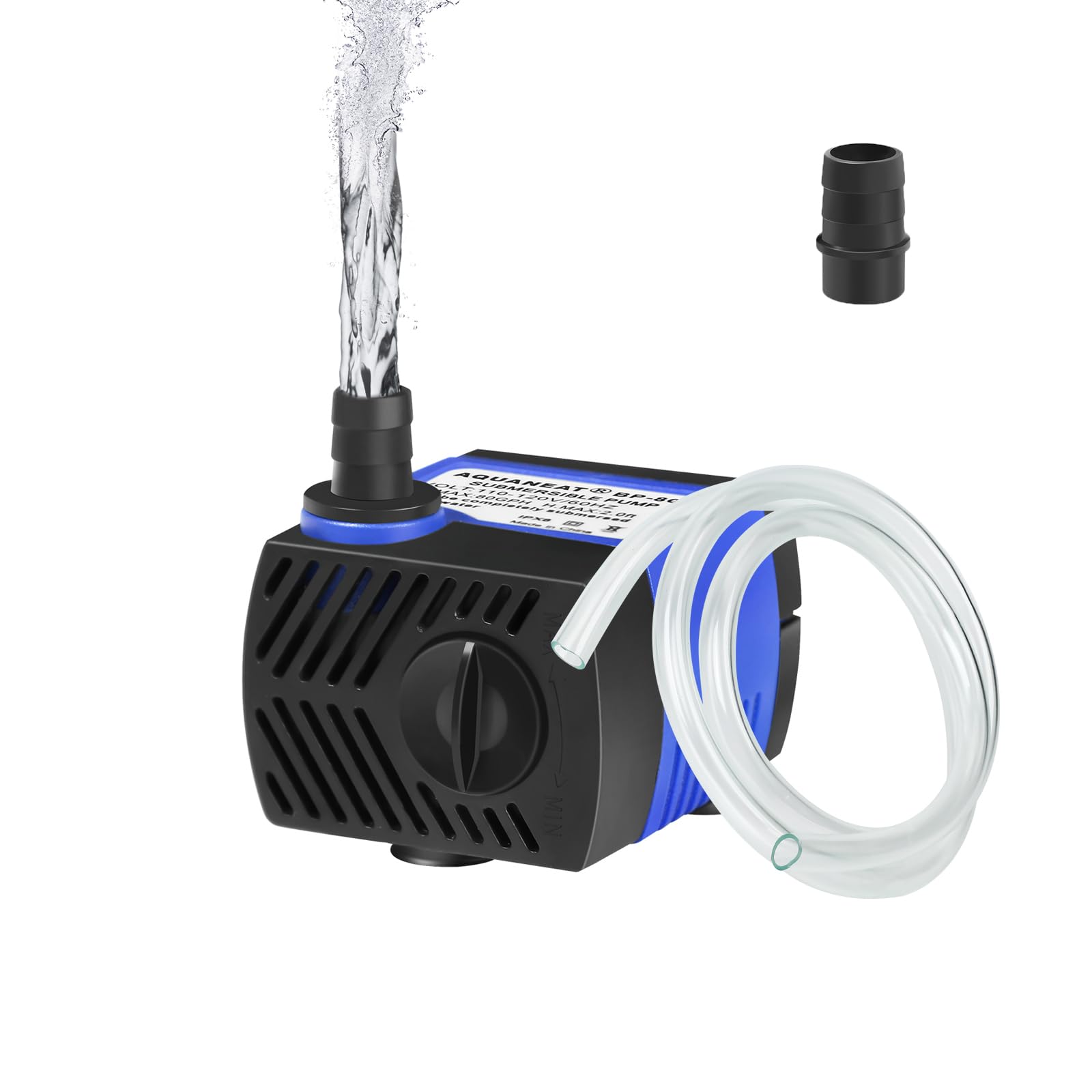 AQUANEAT Small Fountain Pump, 80 GPH Mini Submersible Water Pump with 3.3 ft Tubing, for Aquarium Fish Tank, Pet Water Fountain,