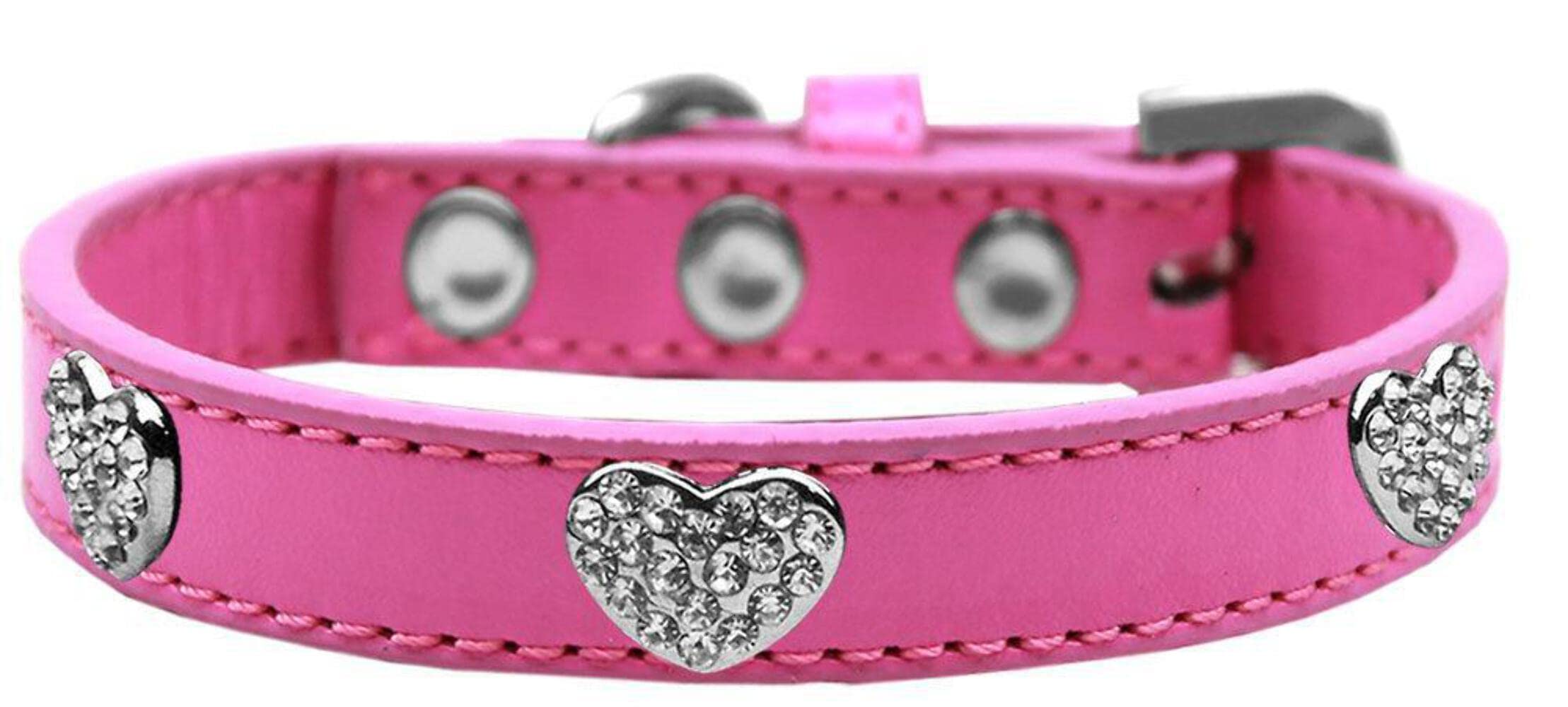 Dog, Puppy & Pet Widget Fashion Collar, "Clear Crystal Heart" Aqua 10