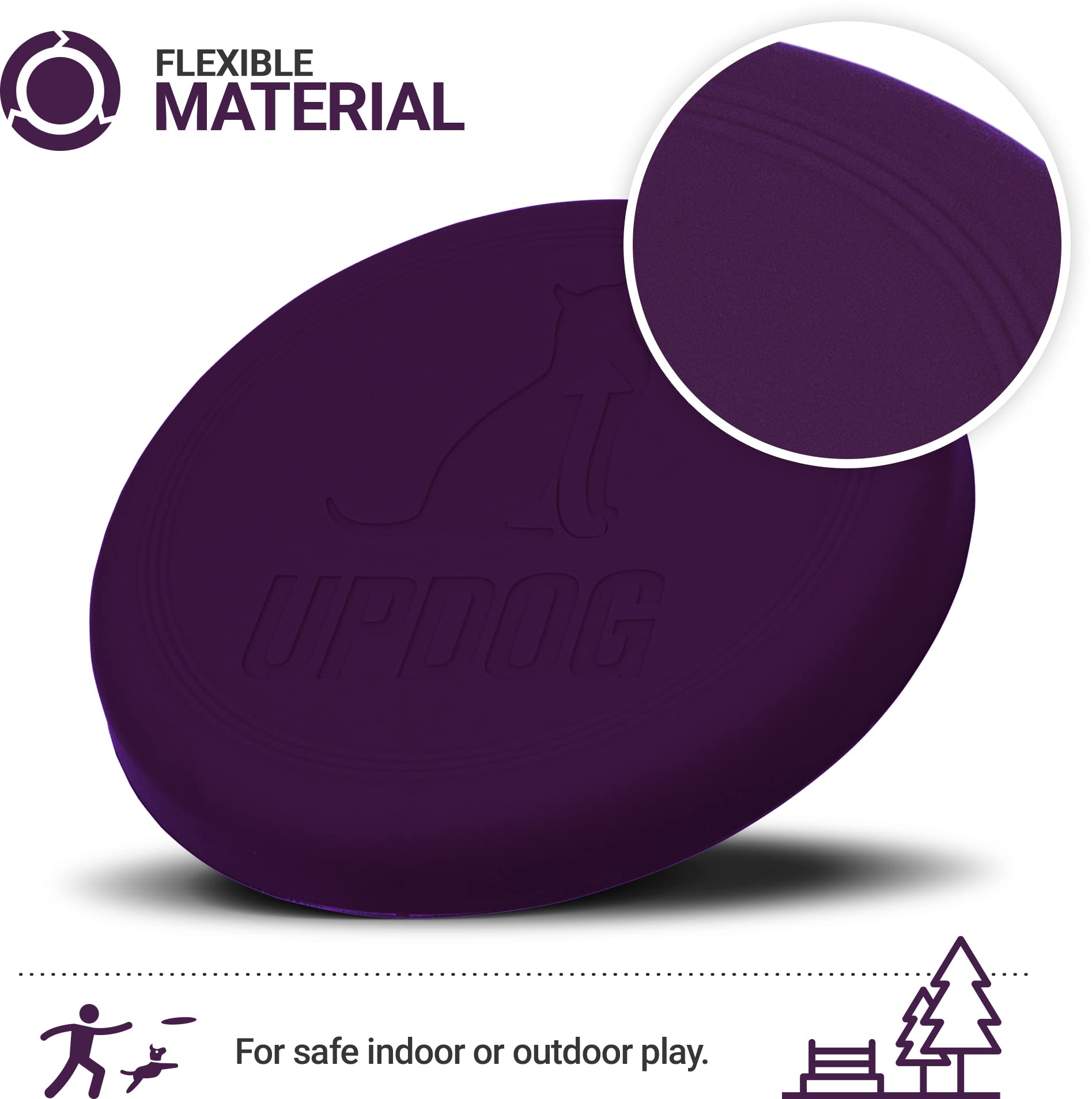 Updog Products 6-Inch Dog Frisbee Small, Lightweight And Durable Frisbee For Dogs Made In Usa Bright Colored Frisbee Dog Toy (Purple)