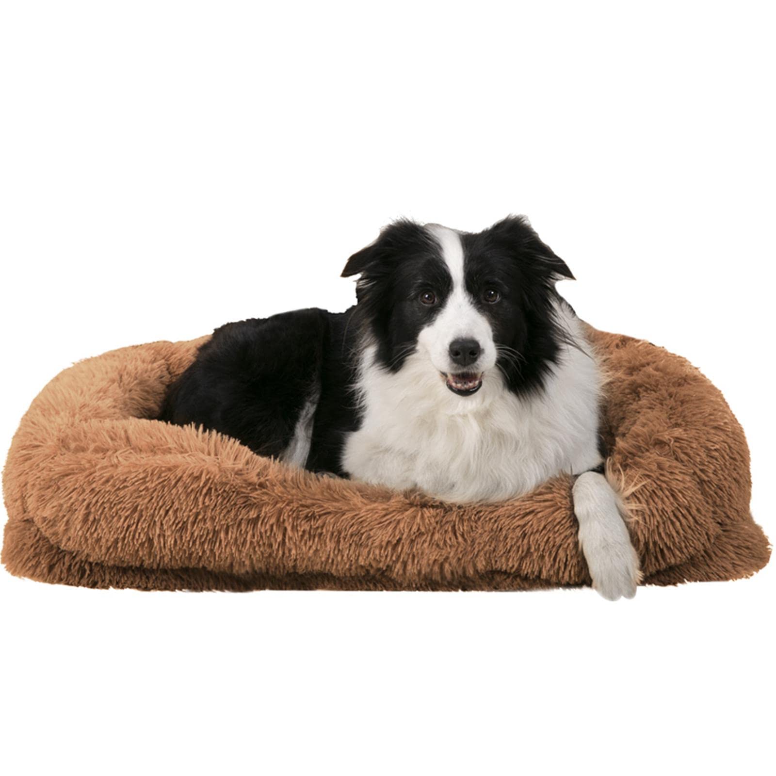 Wellyelo Fluffy Plush Dog & Cat Bed  Washable Crate Pad, Sleeping Mat (Large, Brown)