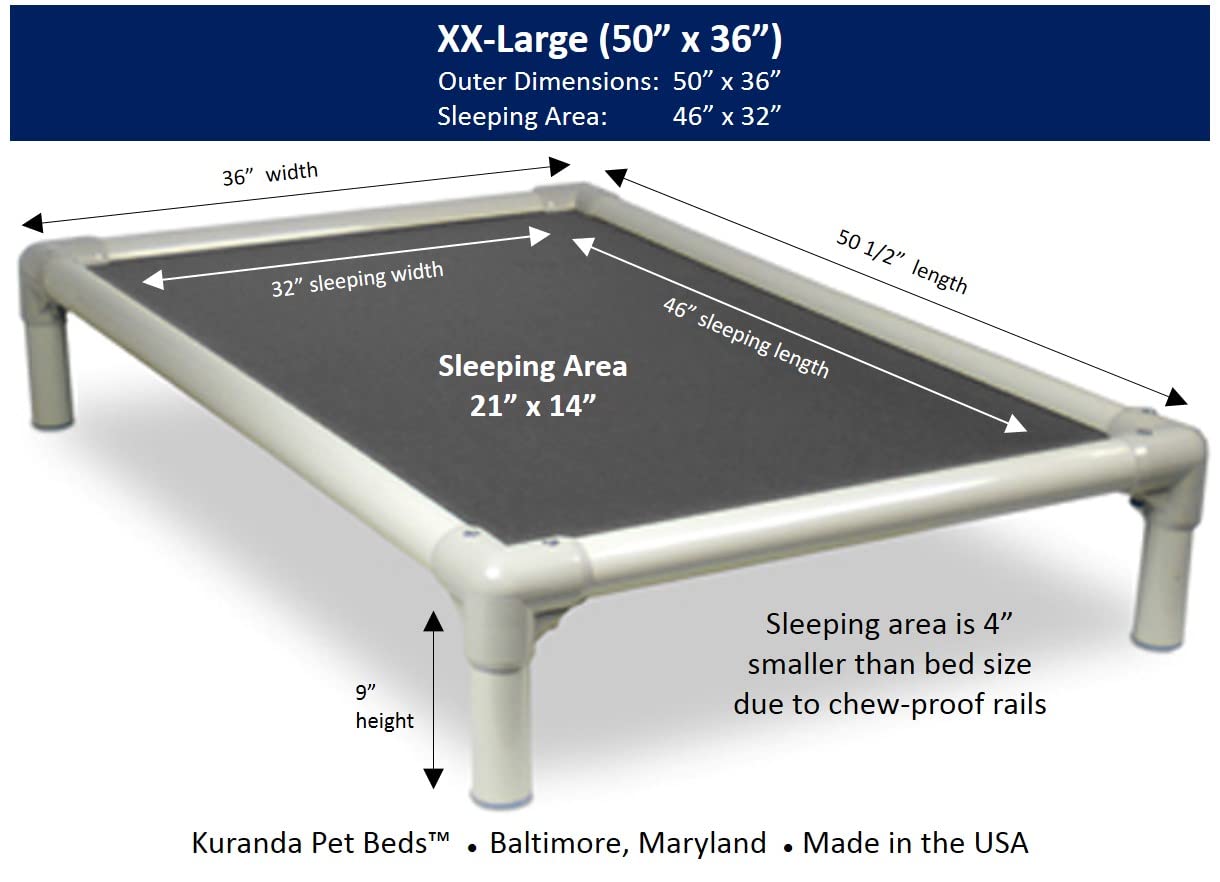 Kuranda Chewproof Bed - Almond Pvc - 50' X 36' - Cordura Nylon - Smoke