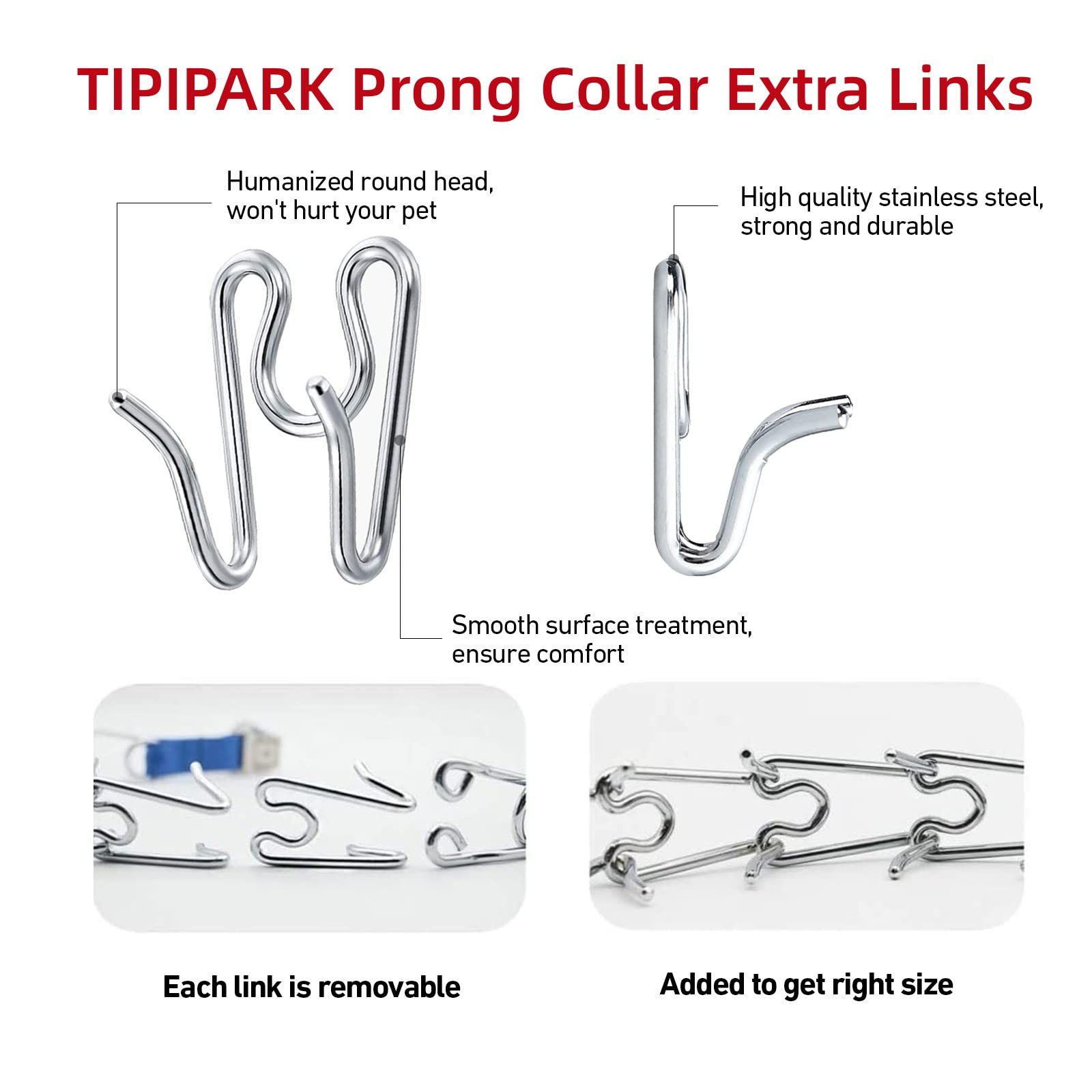 6 Pack Extra Links Prong Collar For Dog- Replacement 4.0Mm Stainless Steel Pinch Collar For Dogs Links Extra Training Collar Lin