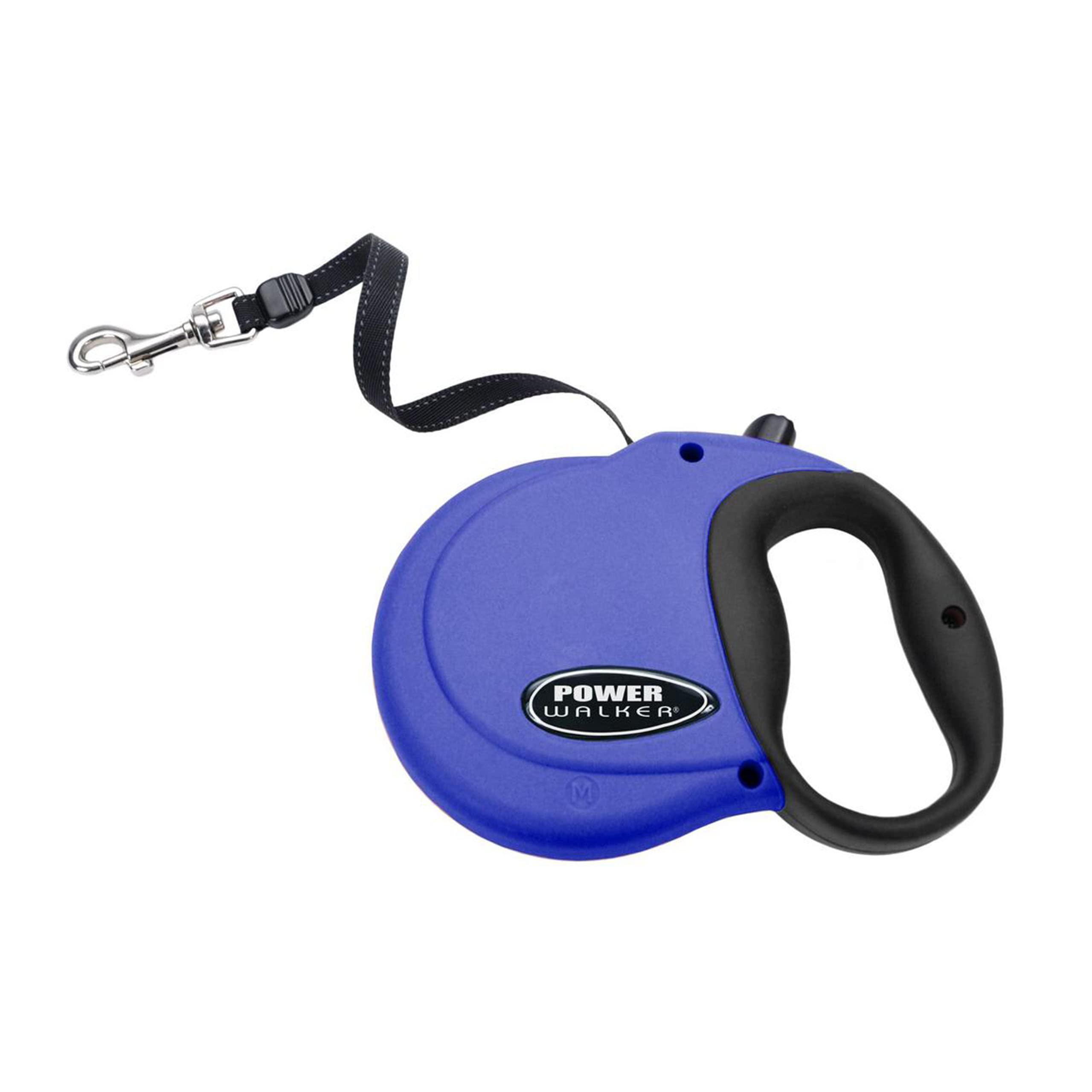 Coastal Pet Power Walker Dog Retractable Leash - Reflective Dog Leash - Stop-And-Release Control Button - Comfort Grip Handle - Blue - Large