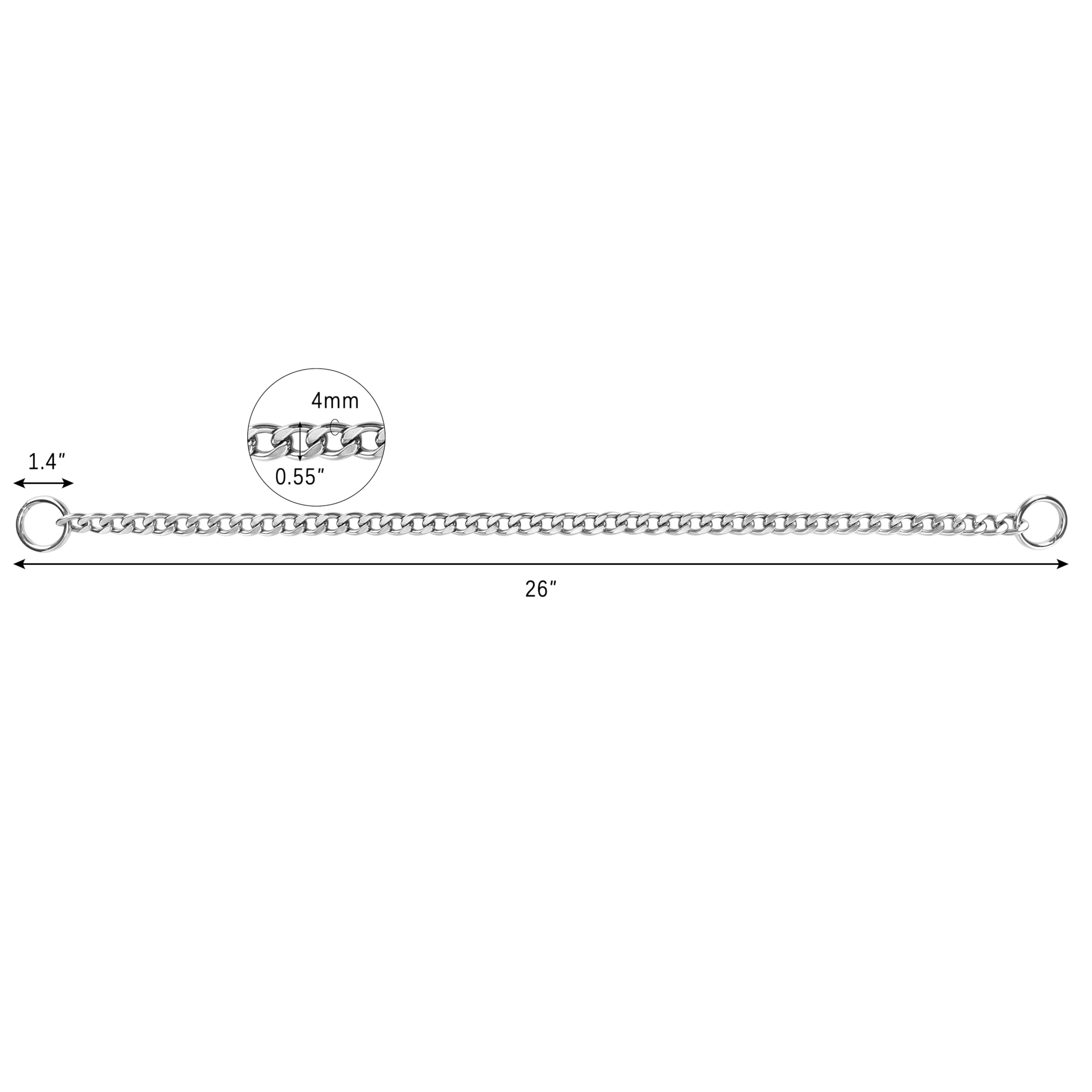 Azinoo Slip P Chain Collar, 304 Stainless Steel Training Choke Collar For Small Medium Large Dogs 26 In, 4.0 Mm (Neck 21''~23'')