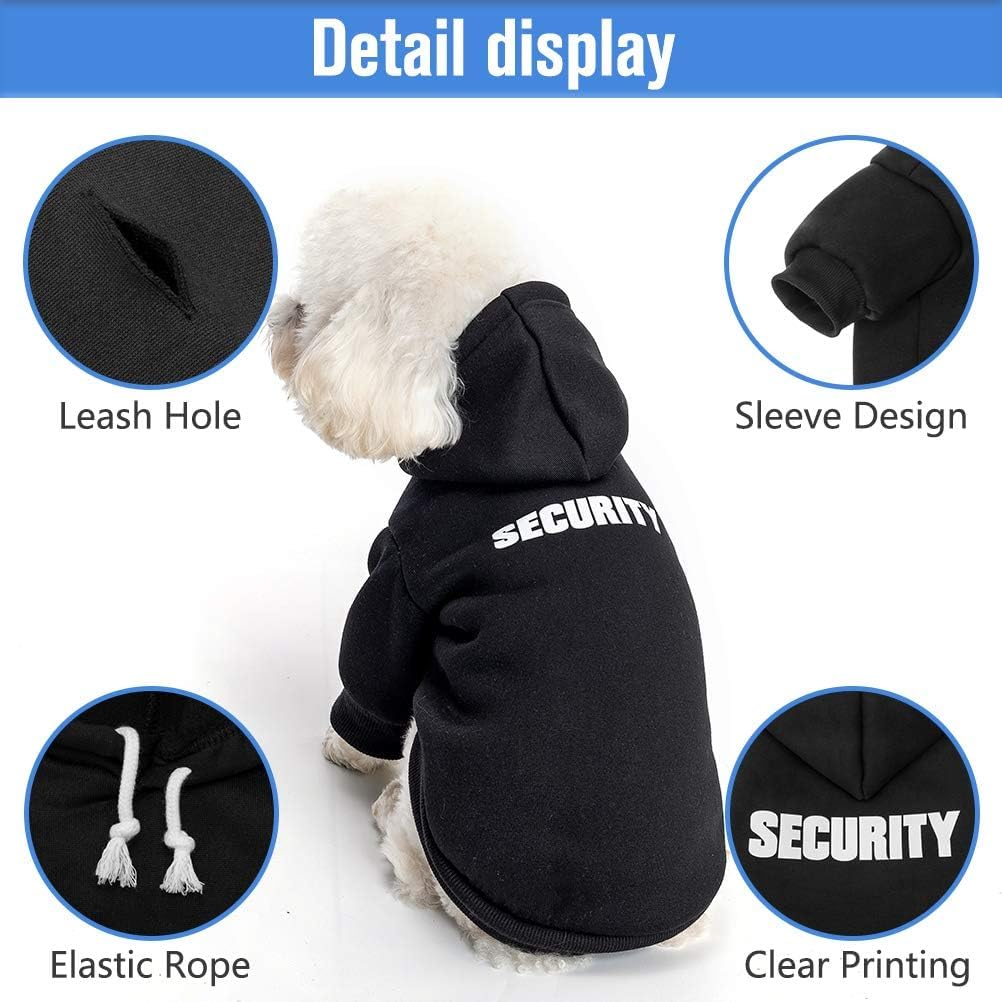 Scenereal Security Dog Hoodie Sweaters - Brushed Fleece Dog Clothes With Hat, Warm Winter Coat For All Weather, Xl