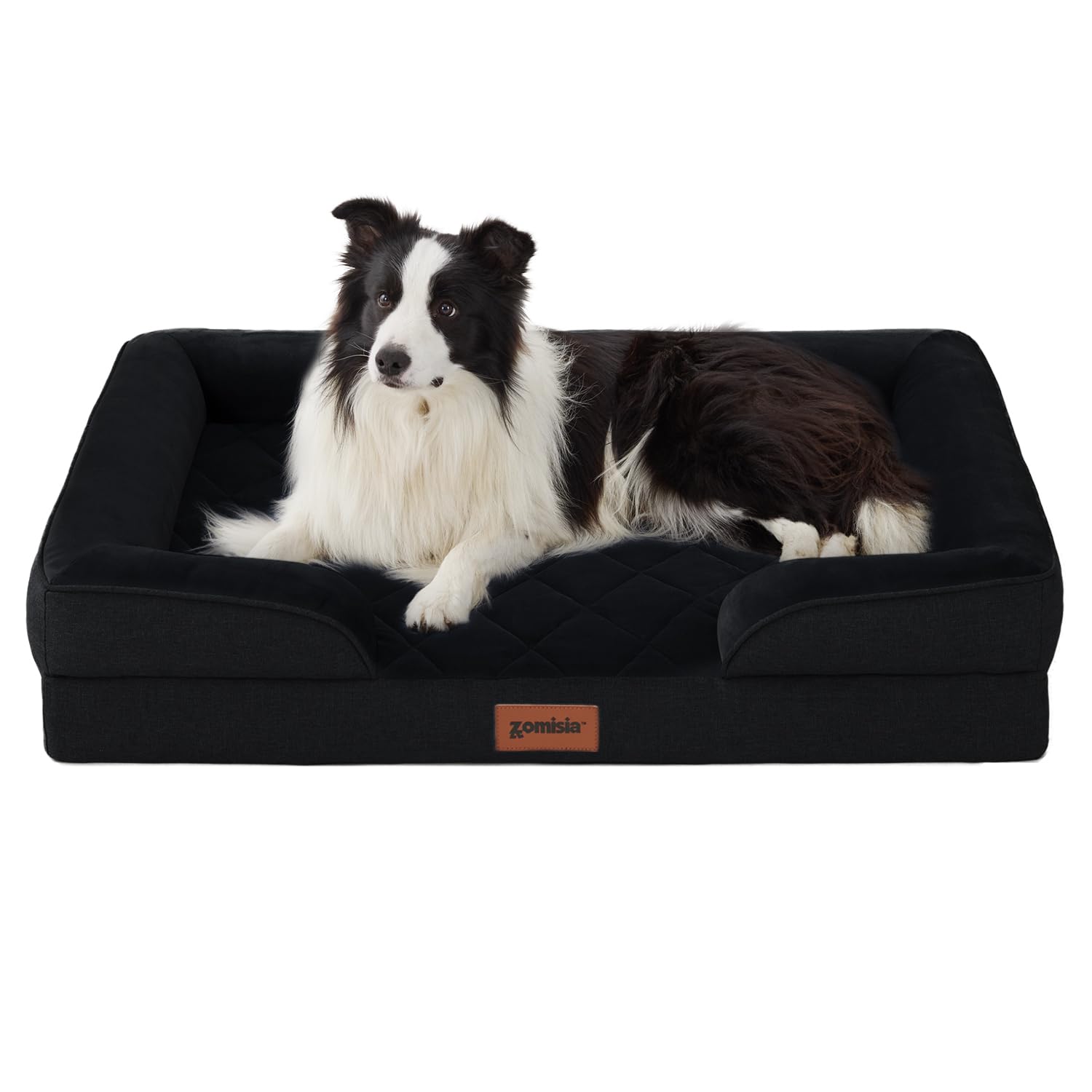 Zomisia Orthopedic Dog Bed For Large Sized Dogs, Washable Dog Beds With Bolsters, Memory Foam Pet Sofa With Removable Waterproof
