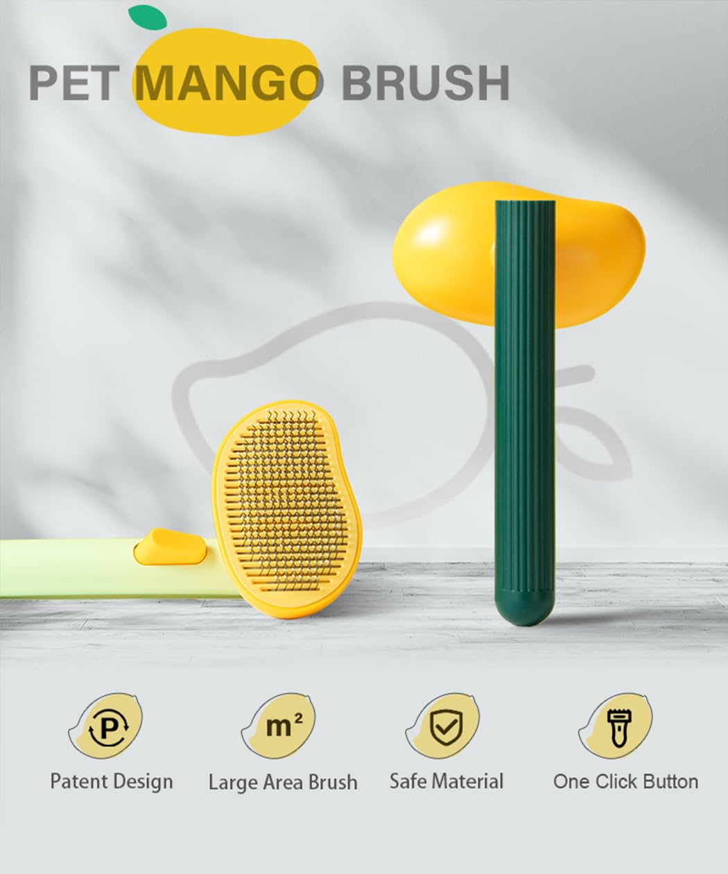 Awpland Cat Brush for Shedding - Medium Dark Mango, ABS Material, Gentle Self-Cleaning Tool for Indoor Cats & Dogs
