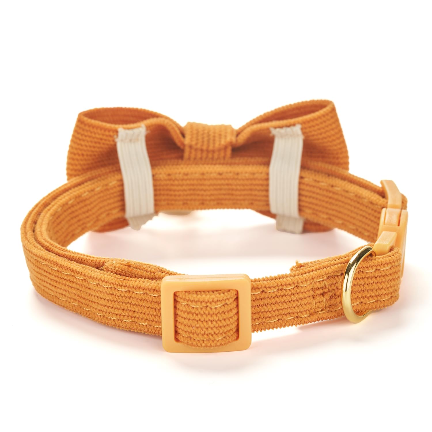 Petiry Soft Corduroy Cat Collar, Plaid Pattern, With Bell And Bowtie, Safety Breakaway Clasp, Adjustable For Kitten And Cats Ora