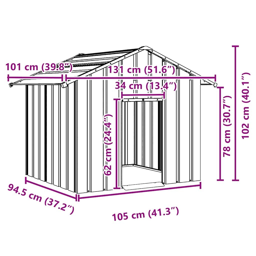 vidaXL Dog House Grey Galvanized steel 51.6 x 39.8 x 40.2 in Dog House