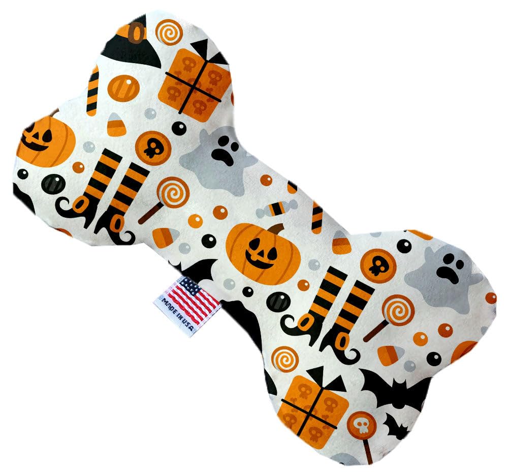 Halloween Pet & Dog Plush Heart or Bone Toy, "Trick-Or-Treat Group" (Available in different sizes, and 10 different patterns!) Classic Halloween 6" Plush Bone