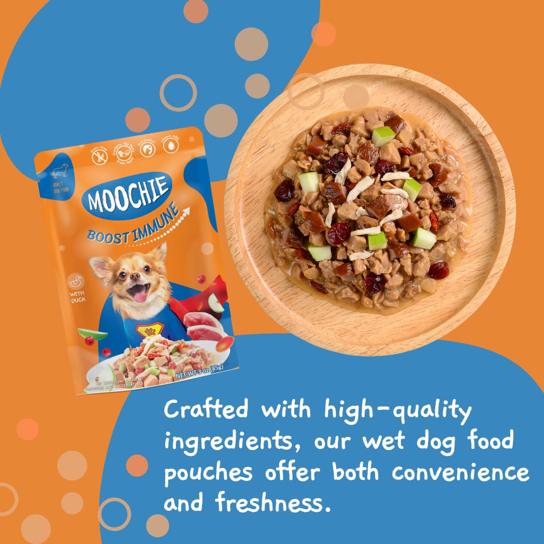 MOOCHIE Grain Free Small Dogs Wet Dog Food - Boost Immune - Duck, Cranberry & Goji Berry - No Artificial Flavors or Preservative