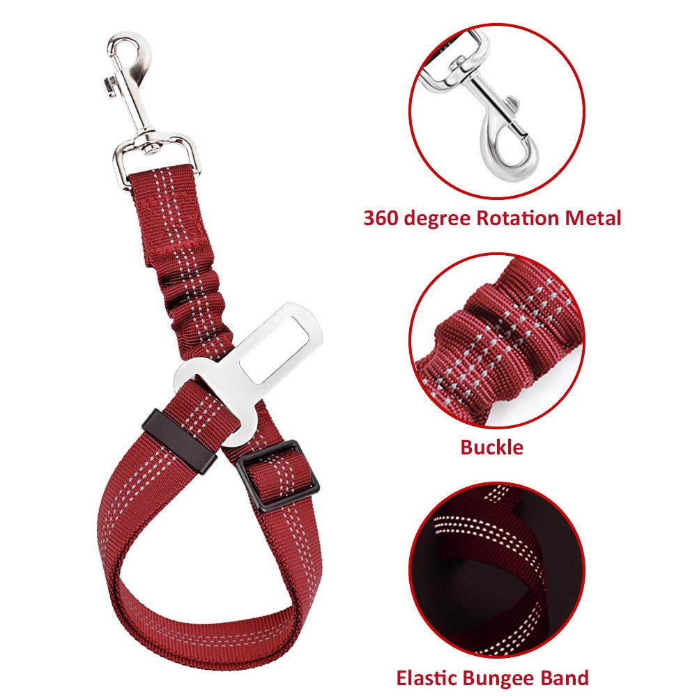SlowTon Dog Seat Belt Harness - Adjustable Mesh Breathable Safety Tether for Small Medium Large Pets, XXX-Small, R-Red Seatbelt