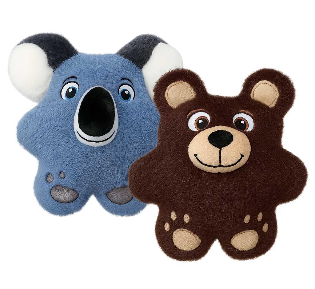 Kong Snuzzles Dog Toy, Plush Squeaker, Crinkle Sounds, Soft Durable Indoor Play (Bear/Koala Combo, Medium)