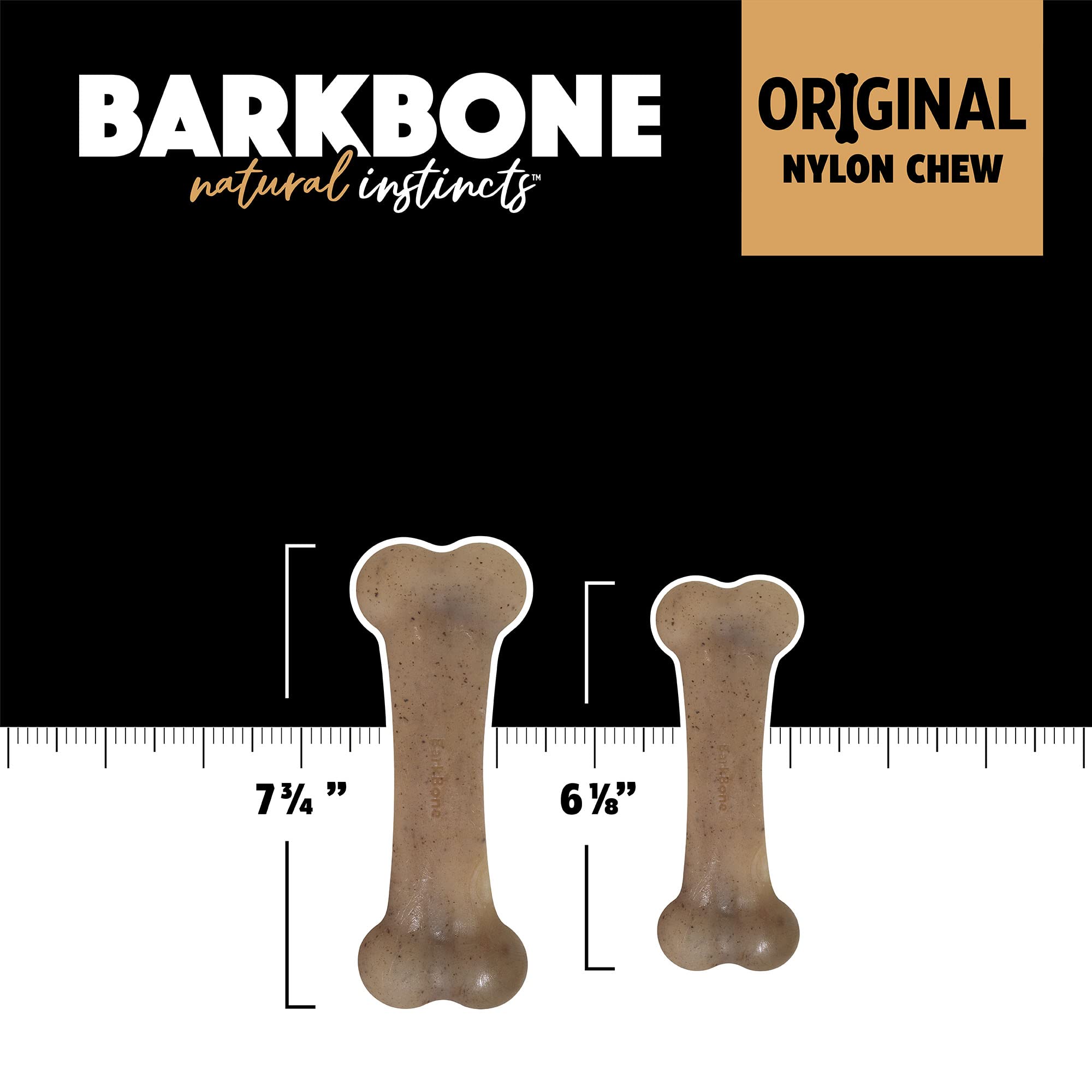 Pet Qwerks Original Barkbone - Nylon Dog Bone For Aggressive Chewers - Bacon Flavor - 7.75'
