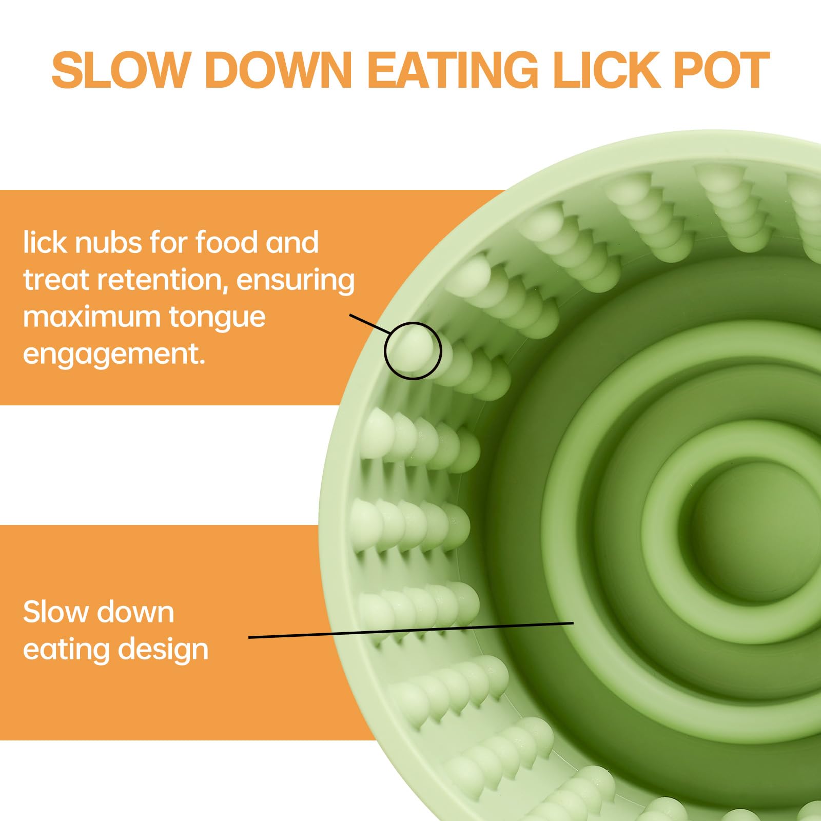 Animire Dog Slow Feeder Lick Bowl, Green, BPA Free Silicone, M-L Size, Anti-Choking, Anxiety Relief Treat Dispenser for All Breeds