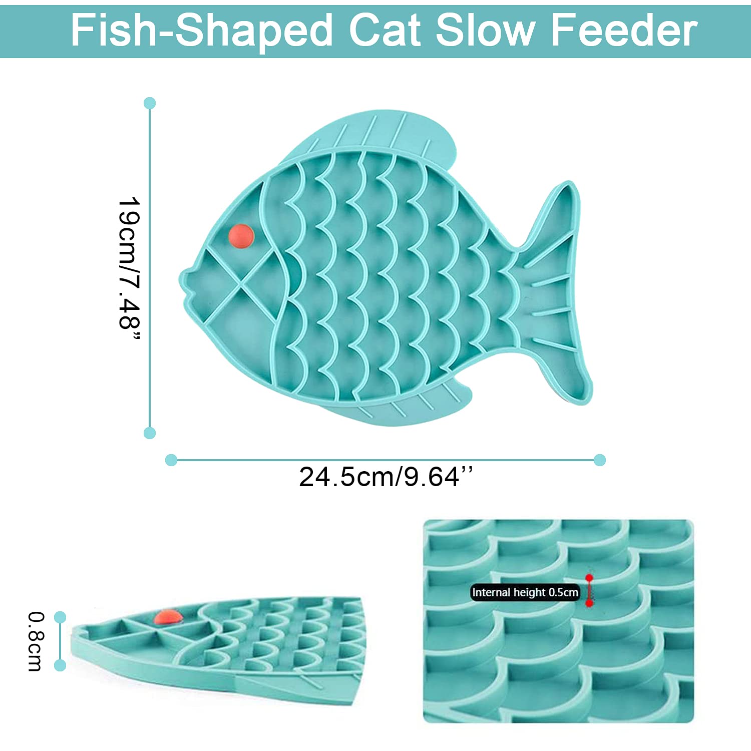 DLDER Cat Lick Treat Mat, 2 Pack Fish-Shaped Puzzle Feeder for Cats & Dogs, Anxiety Relief, Fun Alternative to Slow Feeder (Blue