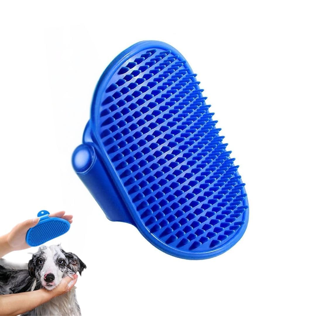 Pet Fun Palm Glove Pet Grooming Brush  Soft Silicone Bath Massager Scrubber For Dogs & Cats  Shampoo Time Deshedding & Cleanin