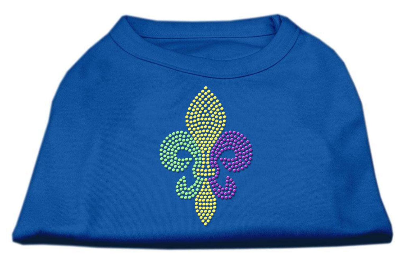 Pet Dog & Cat Shirt Rhinestone, "Mardi Gras Fleur De Lis" Blue LG (10-14 lbs.)