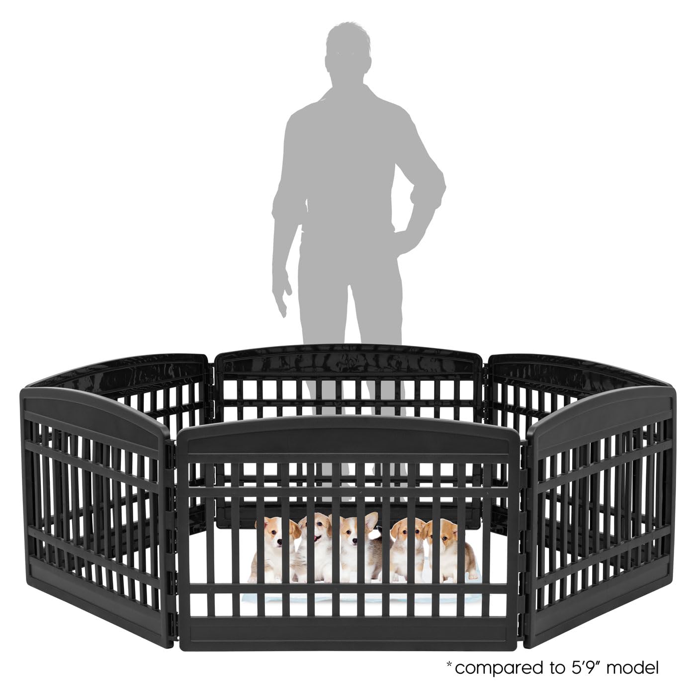 Iris Usa Dog Playpen, 6-Panel 24' Pet Playpen, Puppy Playpen, Indoor/Outdoor Dog Pen, 60 X 60 X 24, Foldable, Customizable, Black