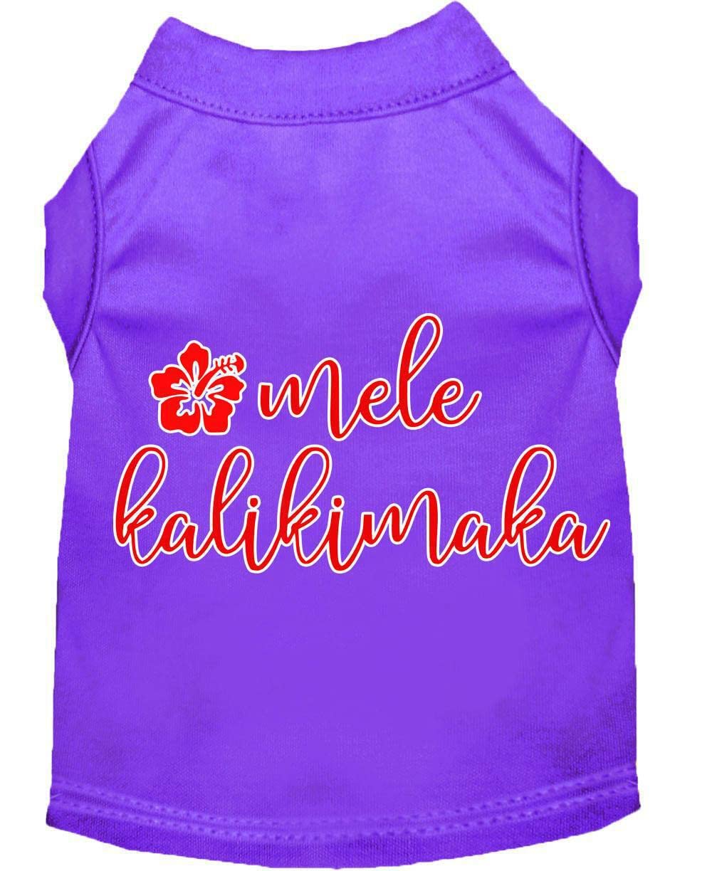 Christmas Pet Dog & Cat Shirt Screen Printed, "Mele Kalikimaka" Gray MD (6-10 lbs.)