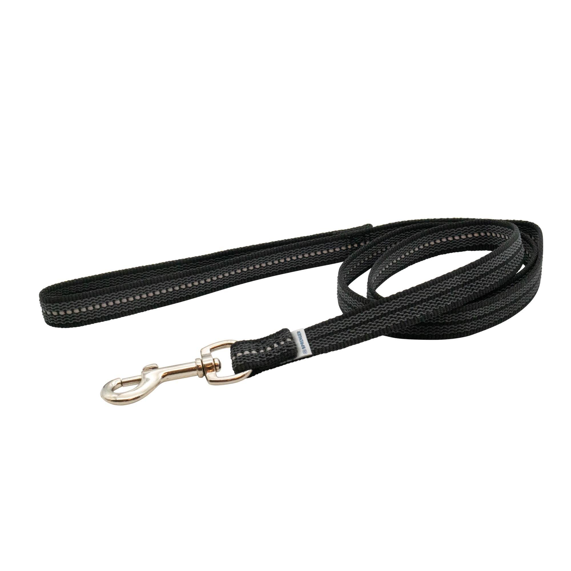 Herm Sprenger - Heavy Duty Rubberized Nylon Reflective Dog Leash 6 Feet - Safety Control No Slip Grip Loop Handle No-Tangle 360 