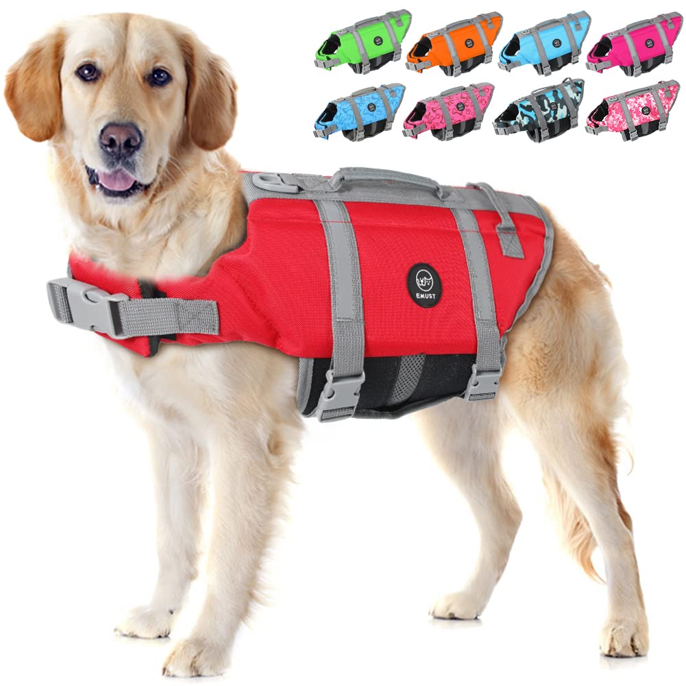 Emust Pet Life Jackets, Dog Life Vests For Swimming, Beach Boating With High Buoyancy, Dog Flotation Vest For Small/Medium/Large