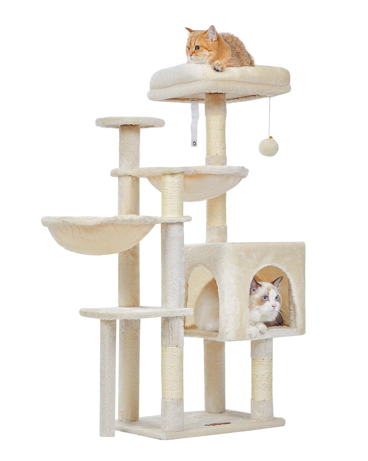 Taoqimiao Cat Tree, 39.4-Inch Cat Tower For Indoor Cats,Suitable For Kittens,Plush Cat Condo With 5 Scratching Posts, Plush Perc
