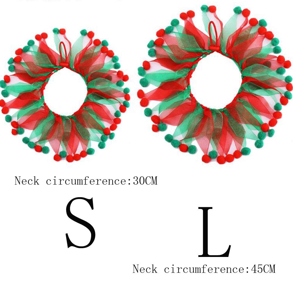 Christmas Pet Collar Ornaments Red Green Collar Adjustable Holiday Dress For Cat And Dog (S(30Cm))