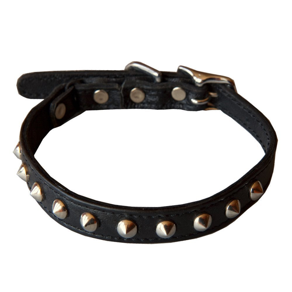 Kitty Planet Cat Collar – Outlaw Studded Kitten Collar – Leather Cat Collars For Girl Cats & Boy Cats – Buckled Kitty Collar W/Safety Breakaway Strap 9'-12' Adjustable (Black)