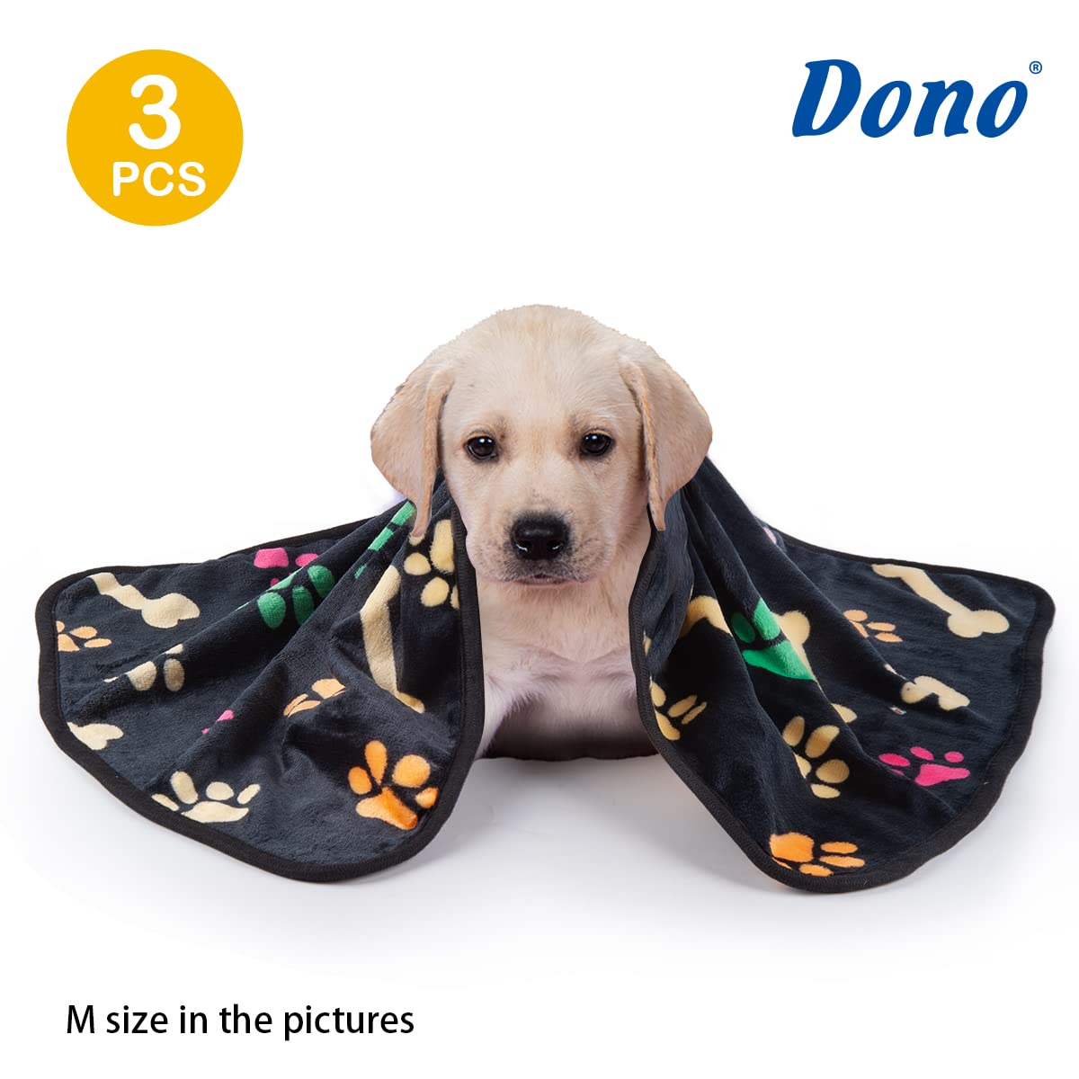 Dono 1 Pack 3 Blankets For Dogs, Soft Fluffy Paw Print Pattern Fleece Pet Blanket Warm Sleep Mat Cute Print Design Puppy Kitten