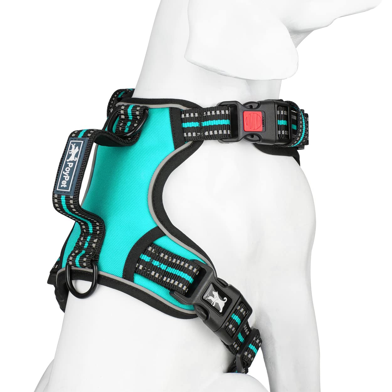 Poypet No Pull Dog Harness, No Choke Front Clip Reflective Dog Vest With Soft Padded Vertical Handle, 3 Leash Attachments For Sm