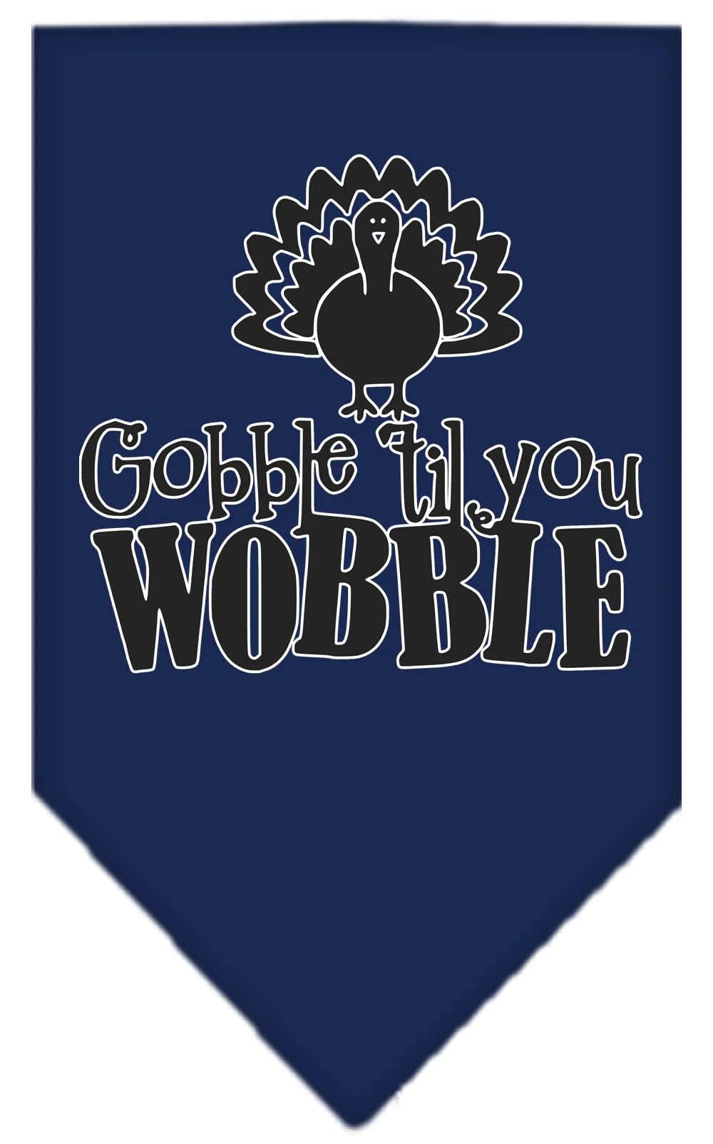 Mirage Pet Product Gobble til You Wobble Screen Print Bandana Navy Blue Large