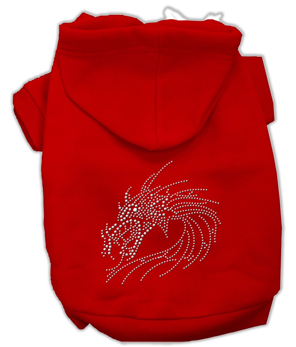 Pet, Dog & Cat Hoodie Rhinestone, "Dragon" Red XS (0-3 lbs.)